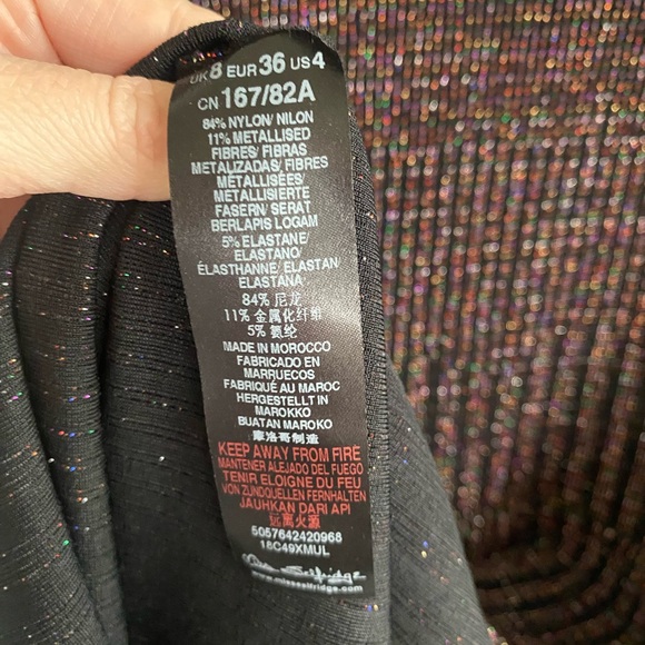 ASOS Miss Selfridge Sparkly Colorful Bodycon Long Sleeve Turtleneck Dress-Size 4 - Picture 5 of 5